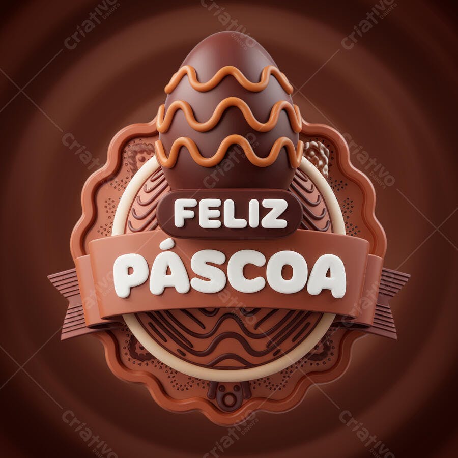Páscoa: Arte com Ovo de Chocolate PSD Editável
