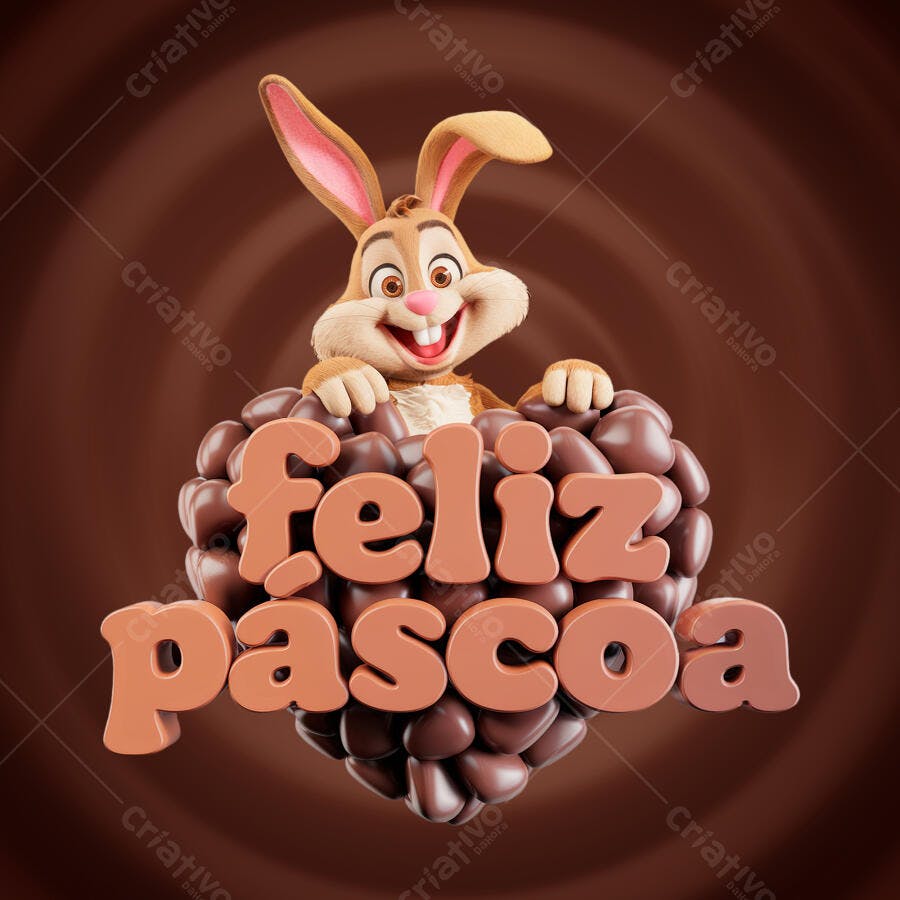 Flyer Páscoa com Coelho PSD Editável