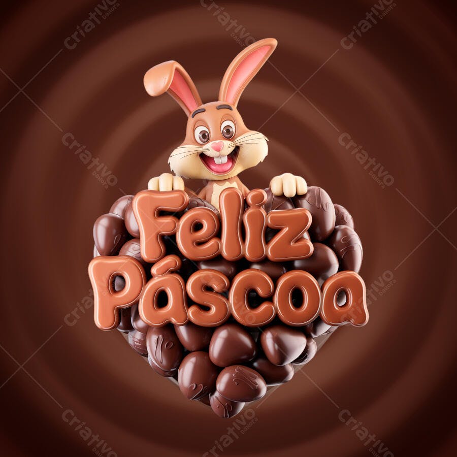 Flyer de Páscoa com Coelho PSD Editável