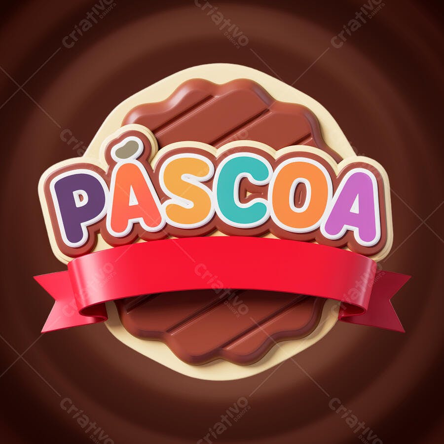 Logo Páscoa Chocolate PSD Editável