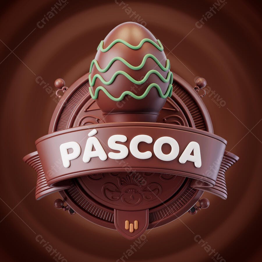Logo Páscoa em Chocolate PSD Editável