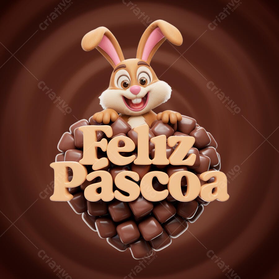 Flyer Páscoa com Coelho PSD Editável