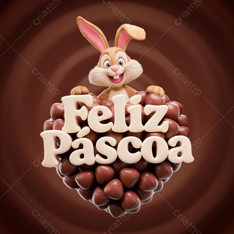Flyer Páscoa com Coelho PSD Editável
