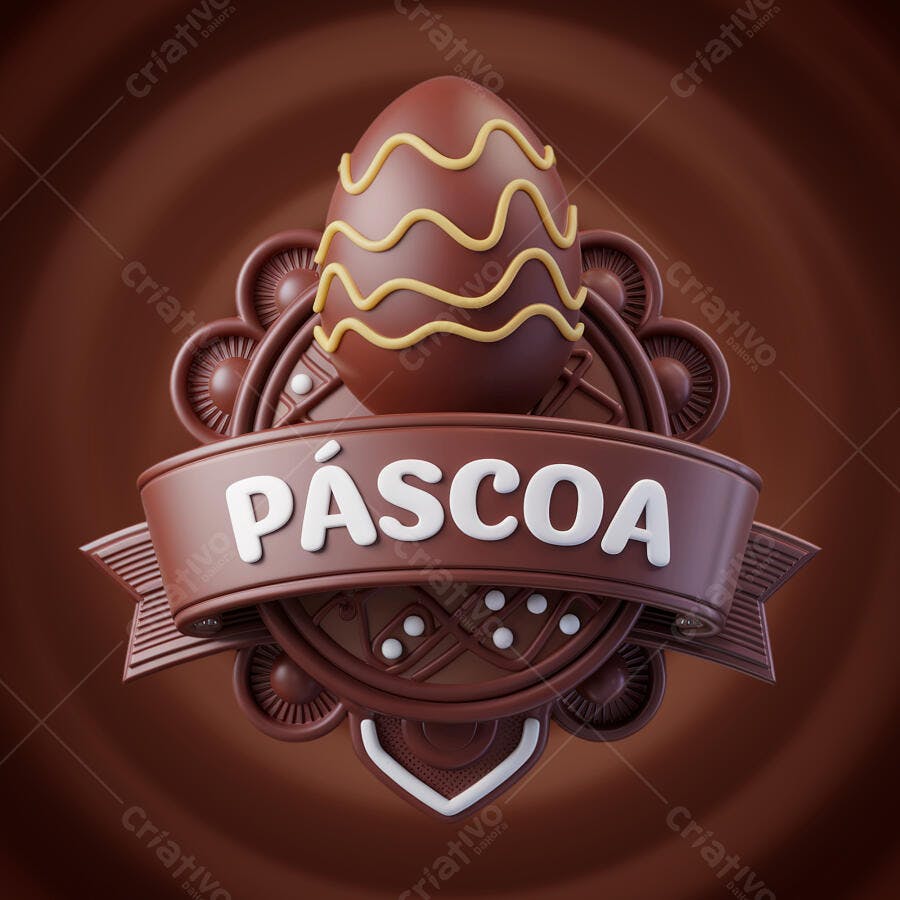 Logo Páscoa em Chocolate PSD Editável