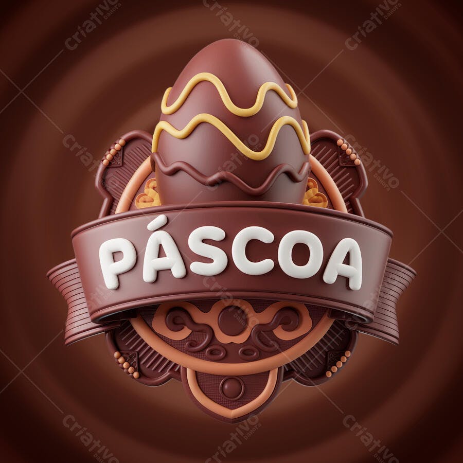 Logo Páscoa Ovo de Chocolate PSD Editável