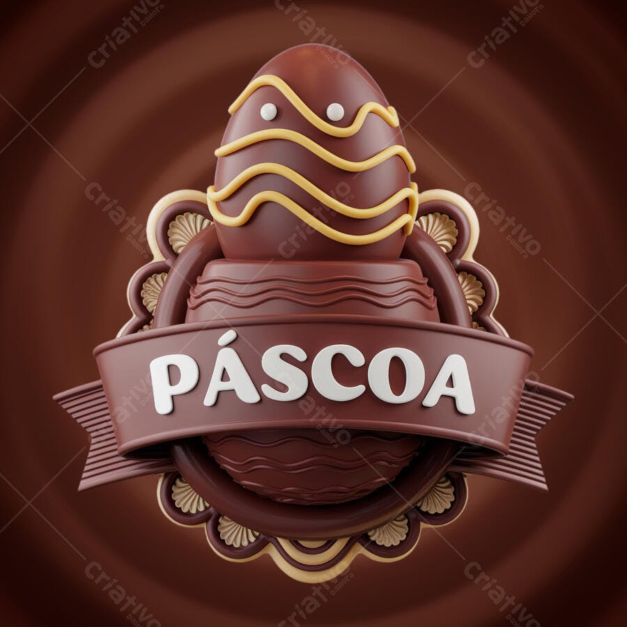 Logo Páscoa com Ovos de Chocolate PSD Editável