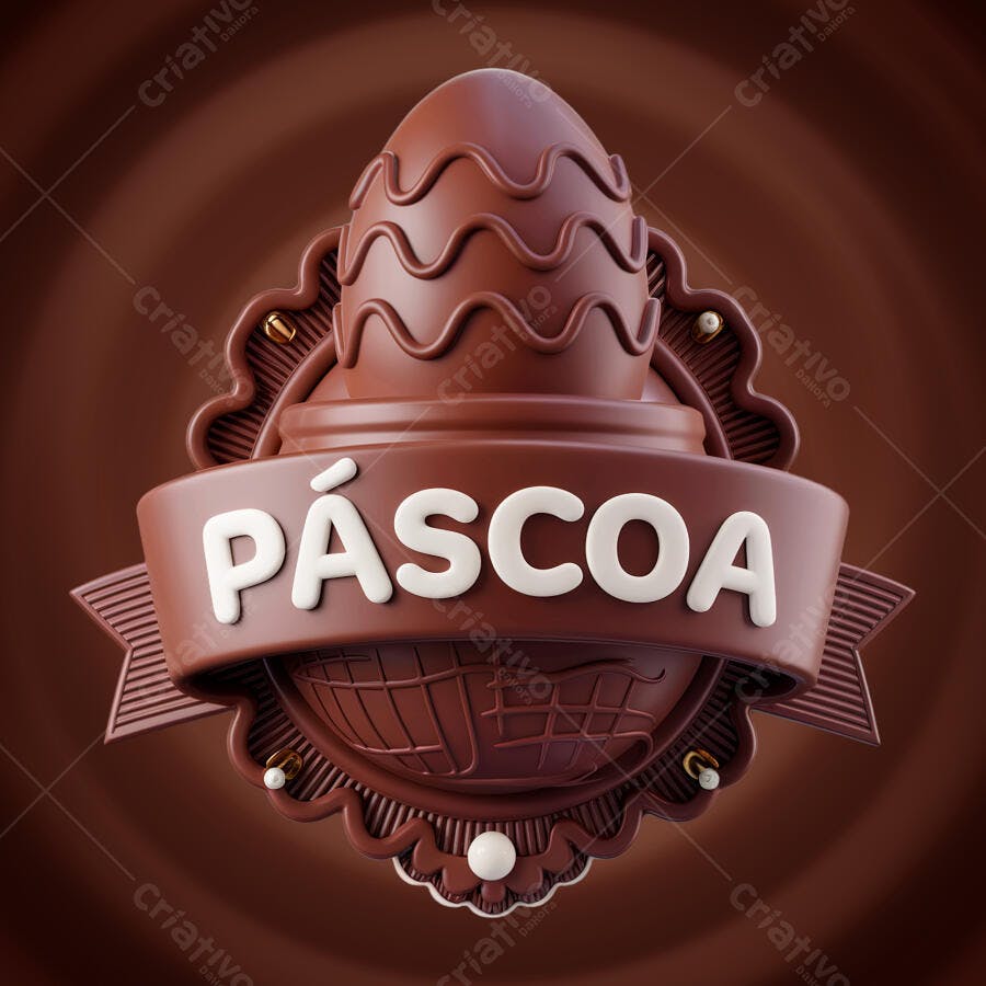 Logo Páscoa em Chocolate PSD Editável