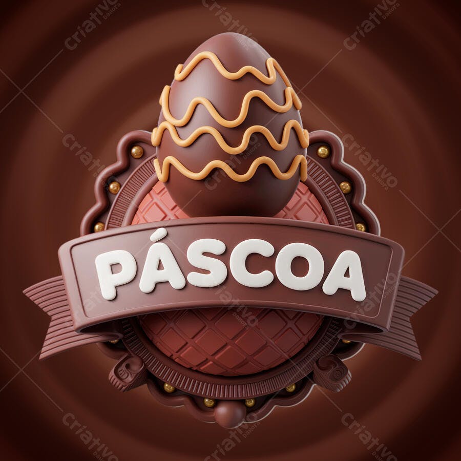 Logo Páscoa Ovo de Chocolate PSD Editável