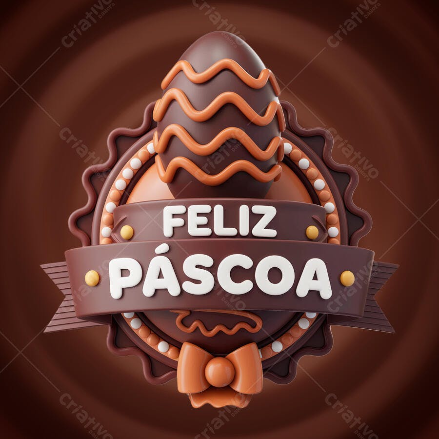 Logo Páscoa em Chocolate PSD Editável