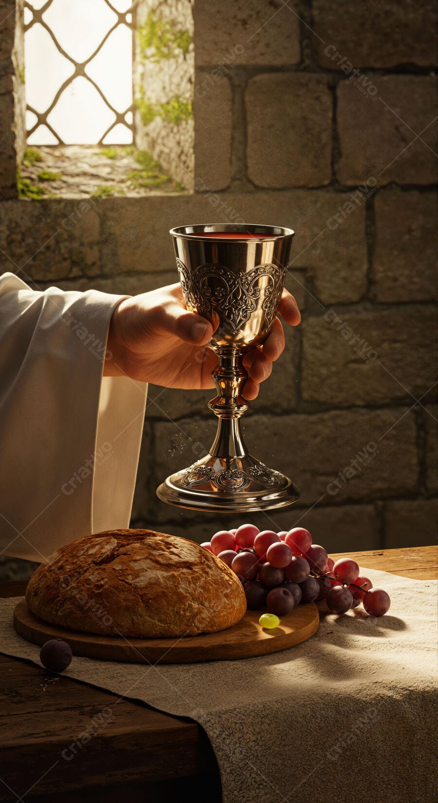 Círio Pascal vinho pão uvas