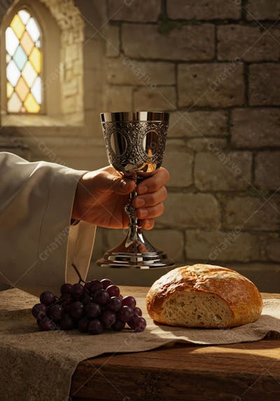Santa Ceia Cálice de Vinho e Pão