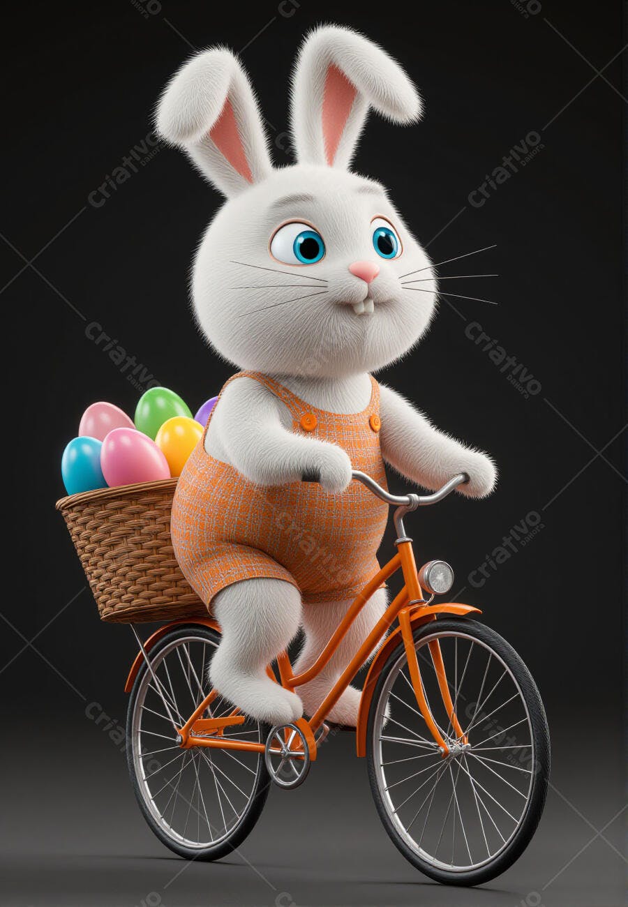 Coelhinho de Páscoa de bicicleta com ovos