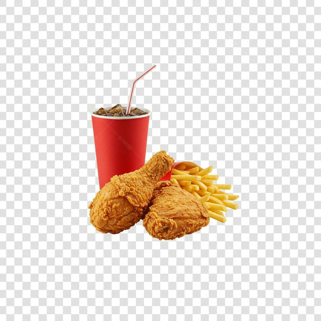 Banner Frango Frito Batata e Refrigerante PNG com fundo transparente
