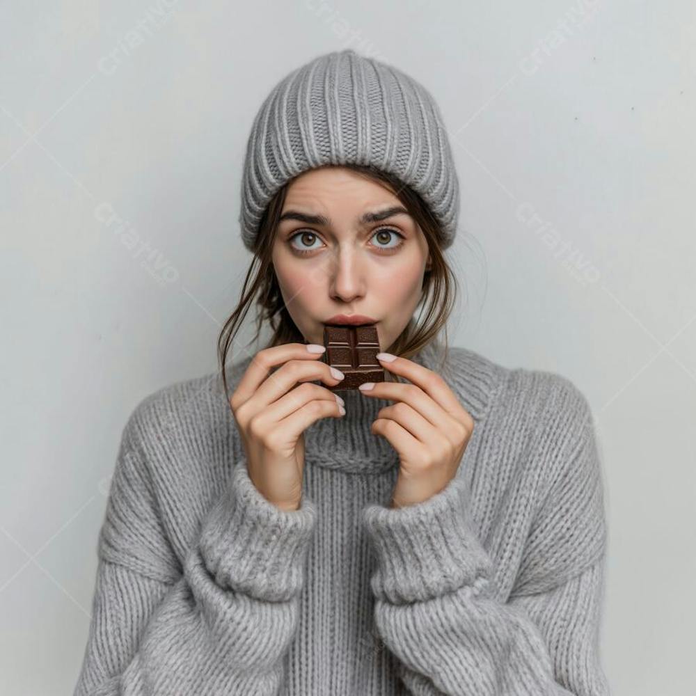 mulher comendo chocolate
