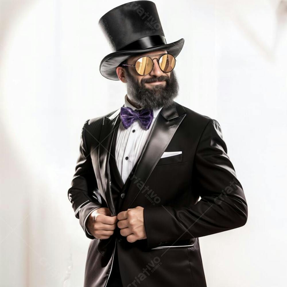 Abraham Lincoln com terno e gravata, cartola