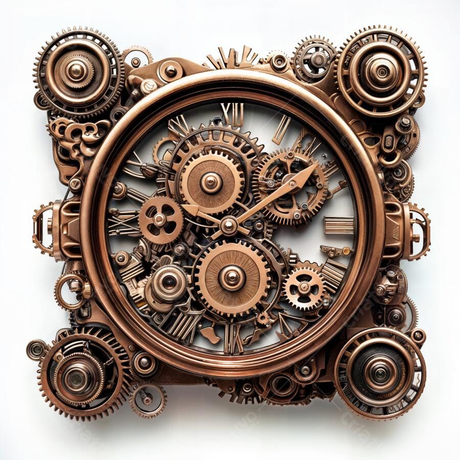 Relógio steampunk bronze engrenagens complexas