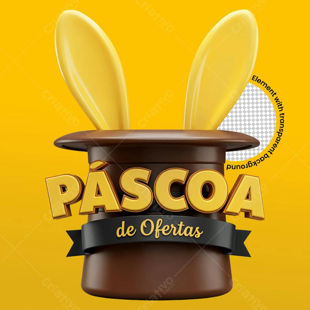 Selo para páscoa de ofertas com cartola e orelhinhas de coelho