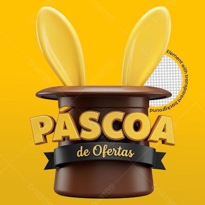Selo para páscoa de ofertas com cartola e orelhinhas de coelho