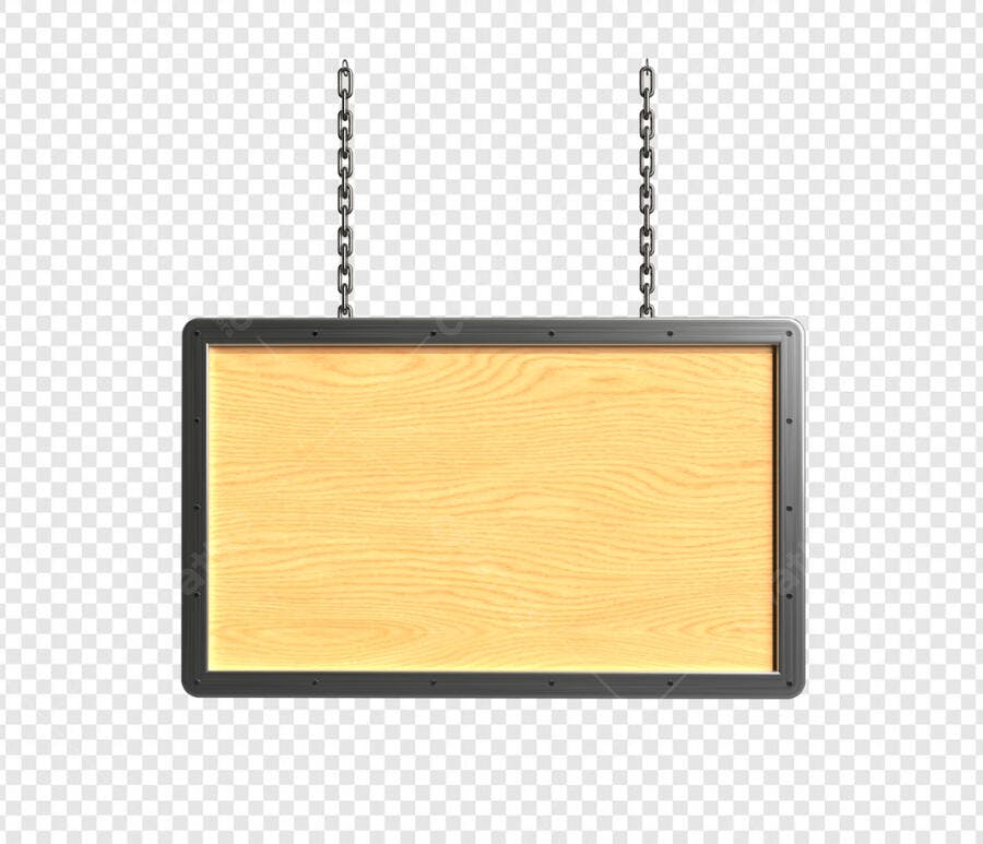 Placa de Madeira Suspensa PSD Editável