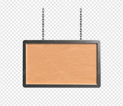 PLACA DE MADEIRA PENDURADA COM CORRENTE COM BORDA DE METAL 3