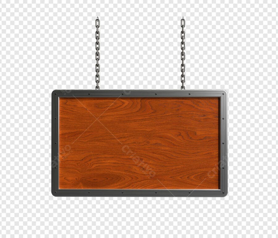 Placa de Madeira Suspensa PSD Editável