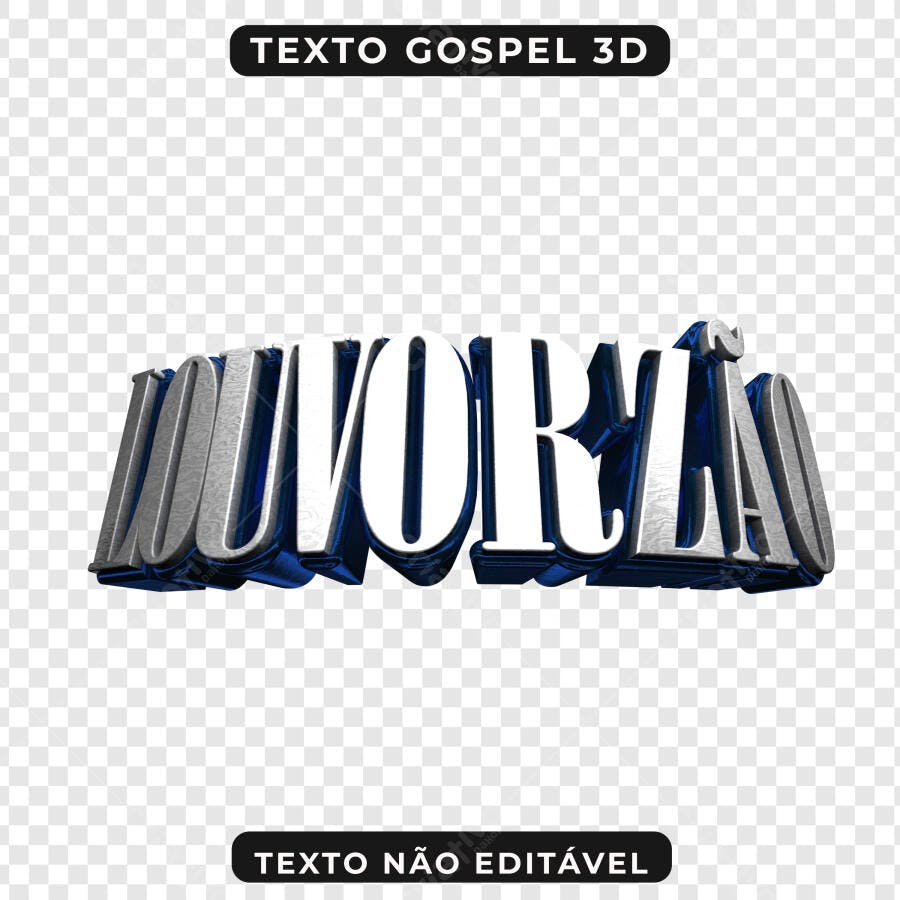 PNG Texto 3D Louvor Gospel com fundo transparente