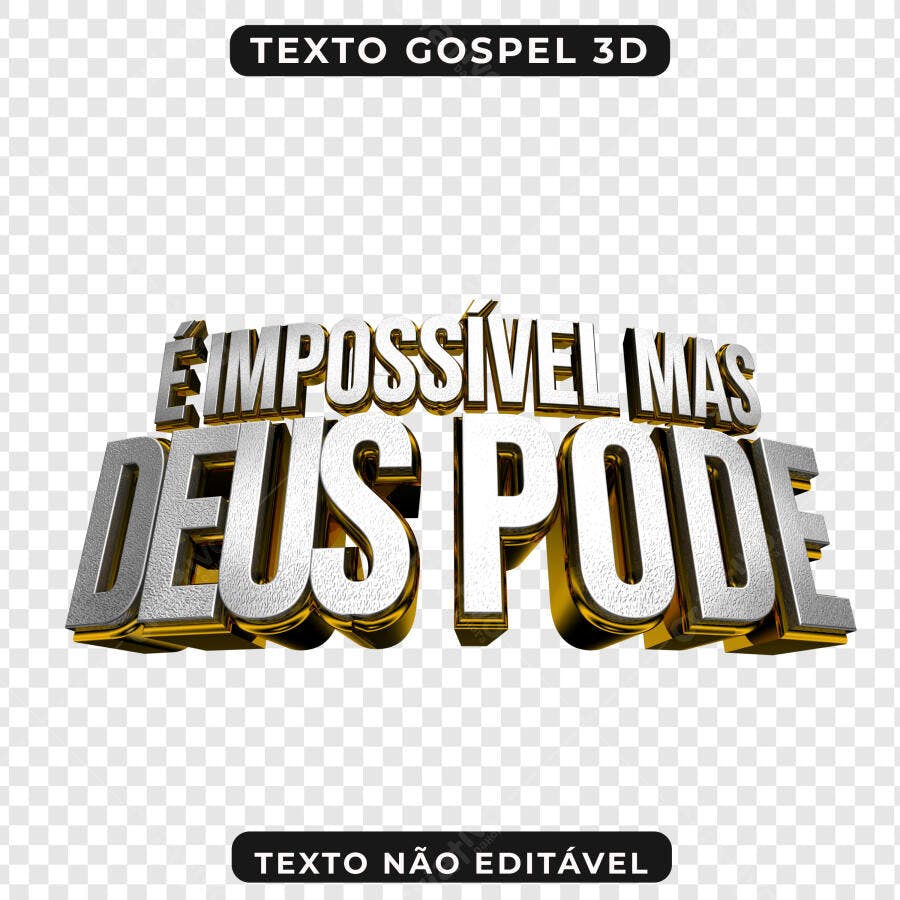 PNG Texto Gospel 3D Deus Pode com fundo transparente