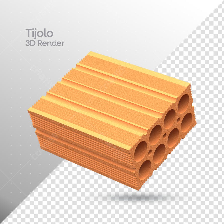 Mockup Tijolo 3D Laranja PSD Editável