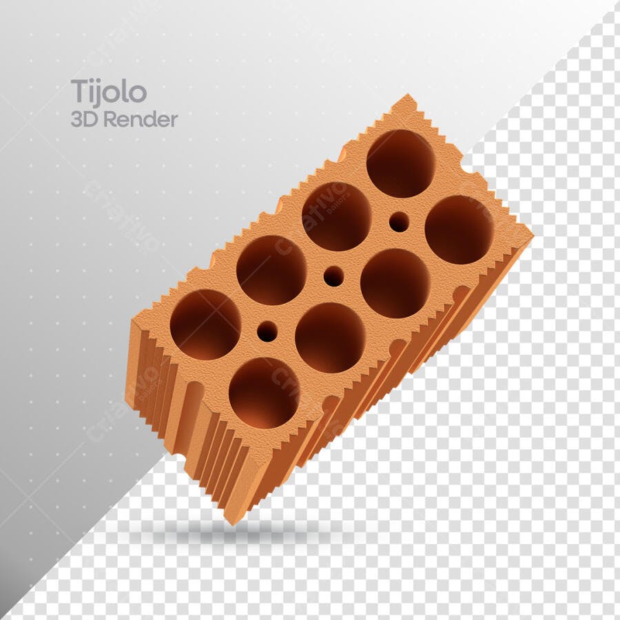 Modelo de Tijolo 3D Render PSD Editável