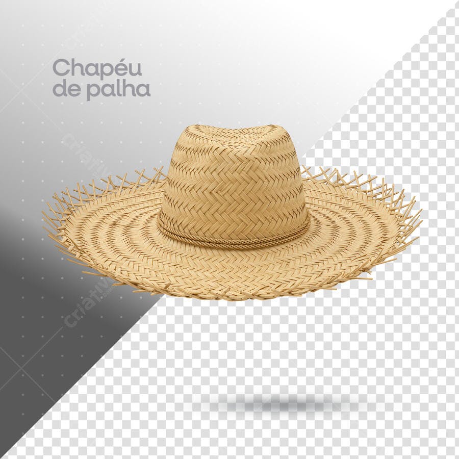 Chapéu de Palha PSD Editável para Verão