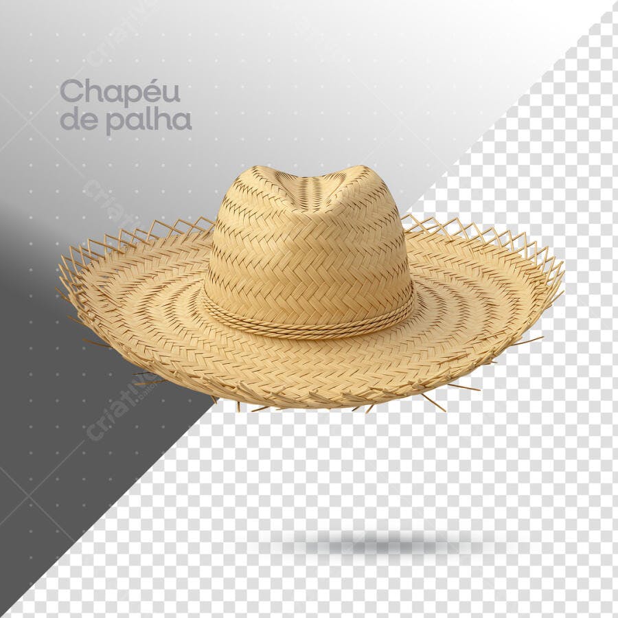 Chapéu de Palha PSD Editável para Verão