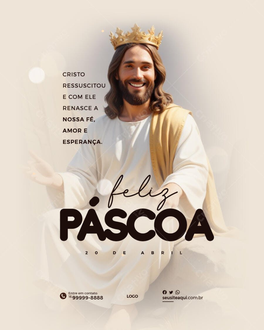 Flyer de Feliz Páscoa PSD Editável