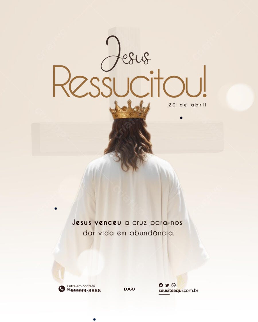 Flyer Páscoa Jesus Ressuscitou PSD Editável