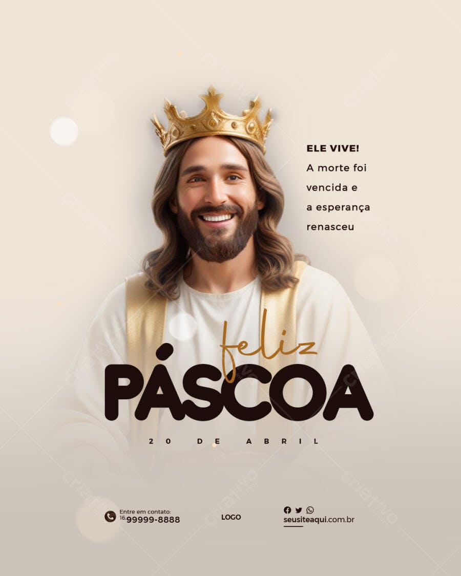 Flyer Páscoa Jesus Rei PSD Editável
