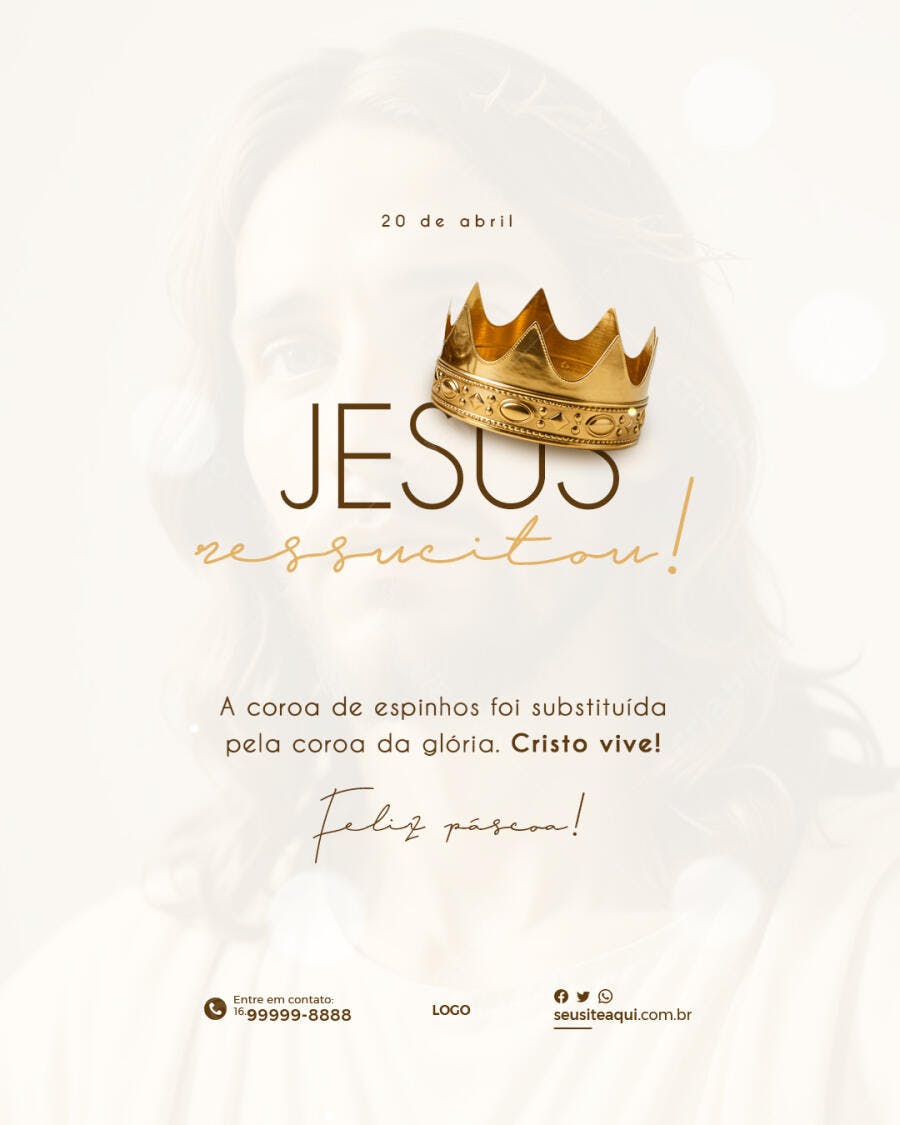 Flyer Páscoa Jesus Ressuscitou PSD Editável