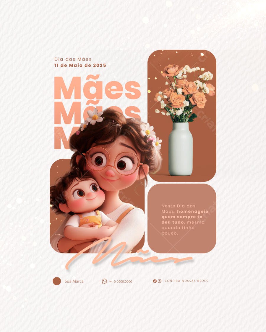 Flyer Dia das Mães 11 de Maio PSD Editável