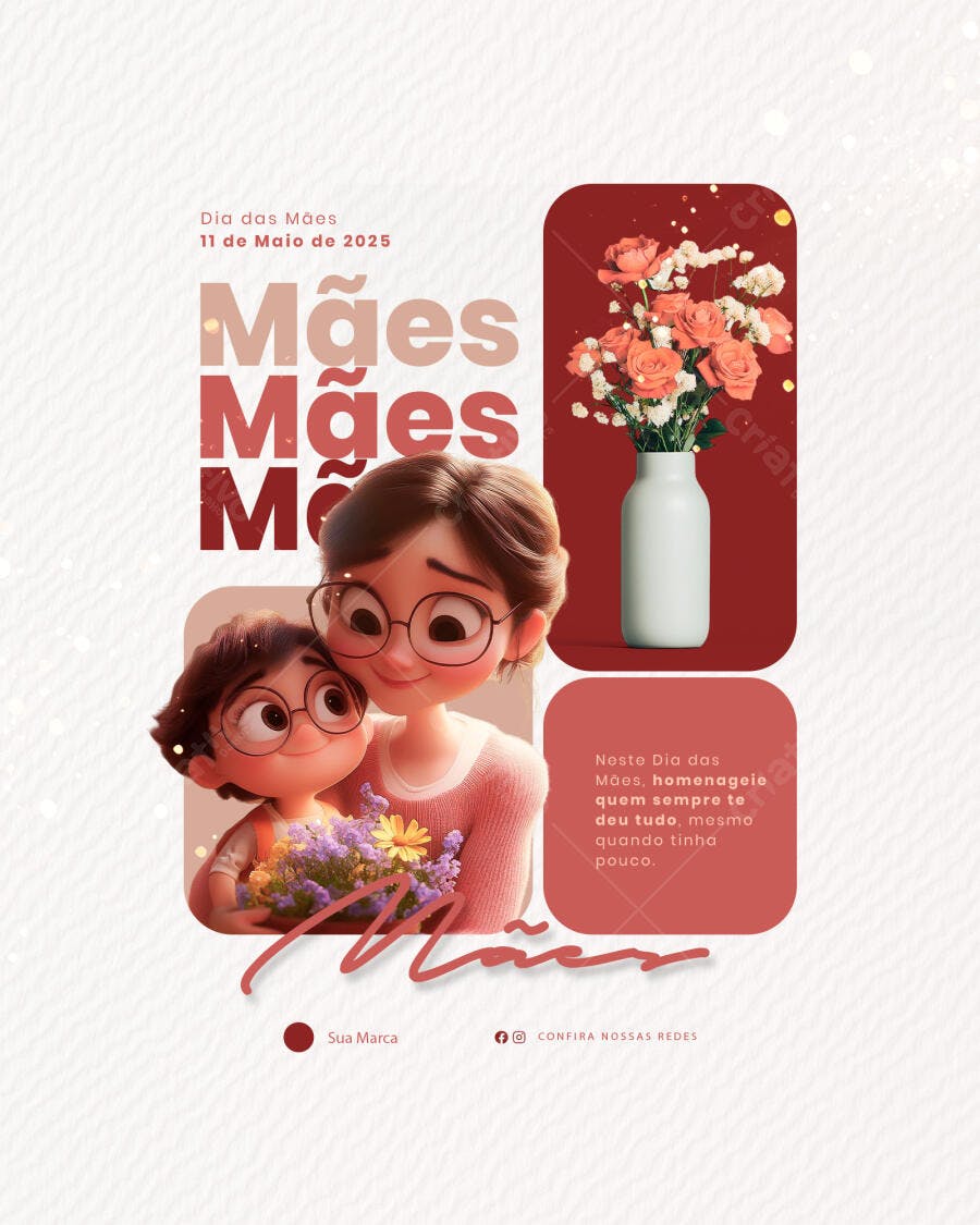 Flyer Dia das Mães 11 de Maio PSD Editável