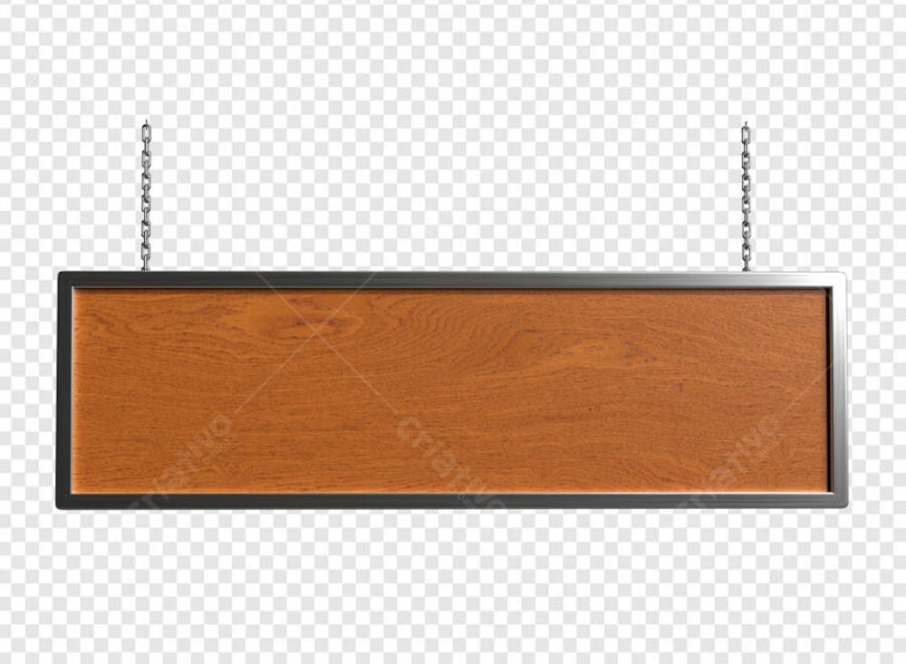 PLACA MADEIRA RETANGULAR COMPRIDA COM CORRENTE