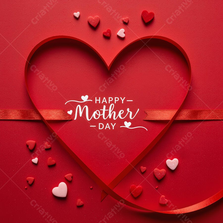 Feliz Dia das Mães corações vermelhos