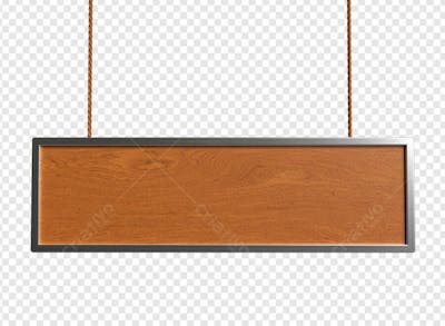 PLACA MADEIRA RETANGULAR COMPRIDA COM CORDA