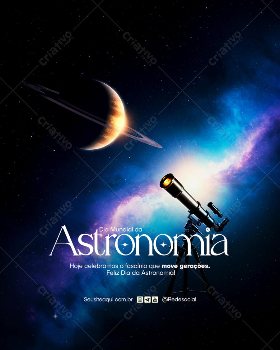 Flyer Dia Mundial da Astronomia PSD Editável