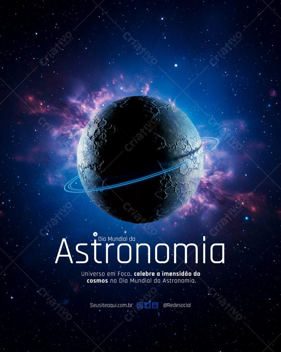 Flyer Dia Mundial da Astronomia PSD Editável