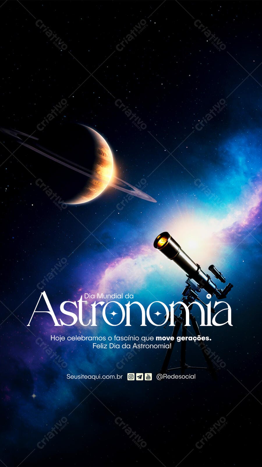 Flyer Dia Mundial da Astronomia PSD Editável