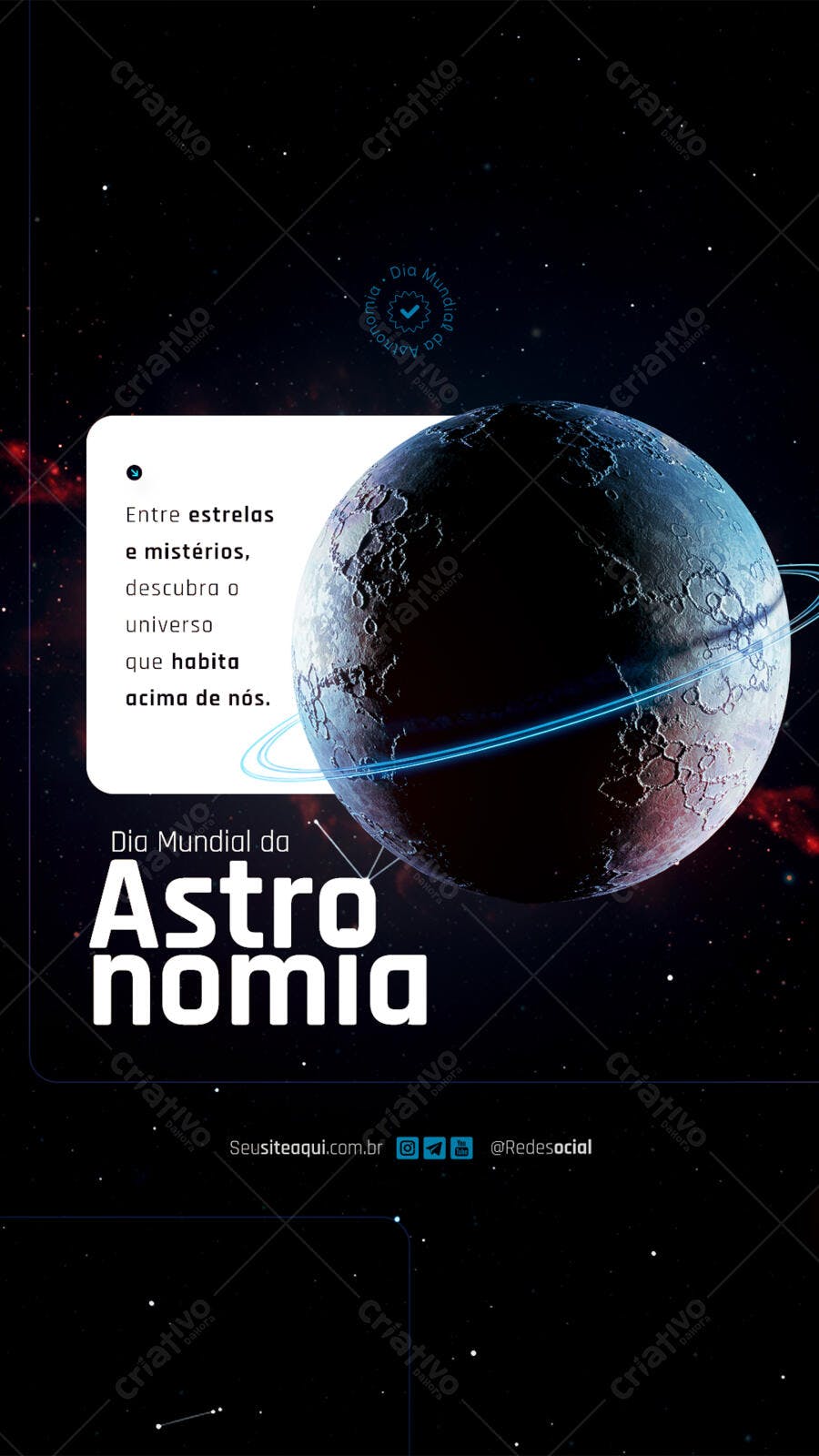 Flyer Dia Mundial da Astronomia PSD Editável
