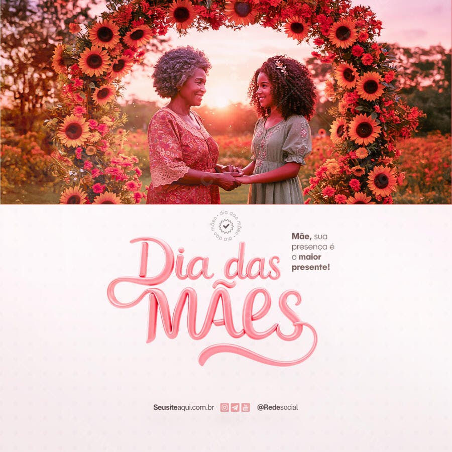 PSD para o Dia das Mães com Flores e Mulheres PSD Editável