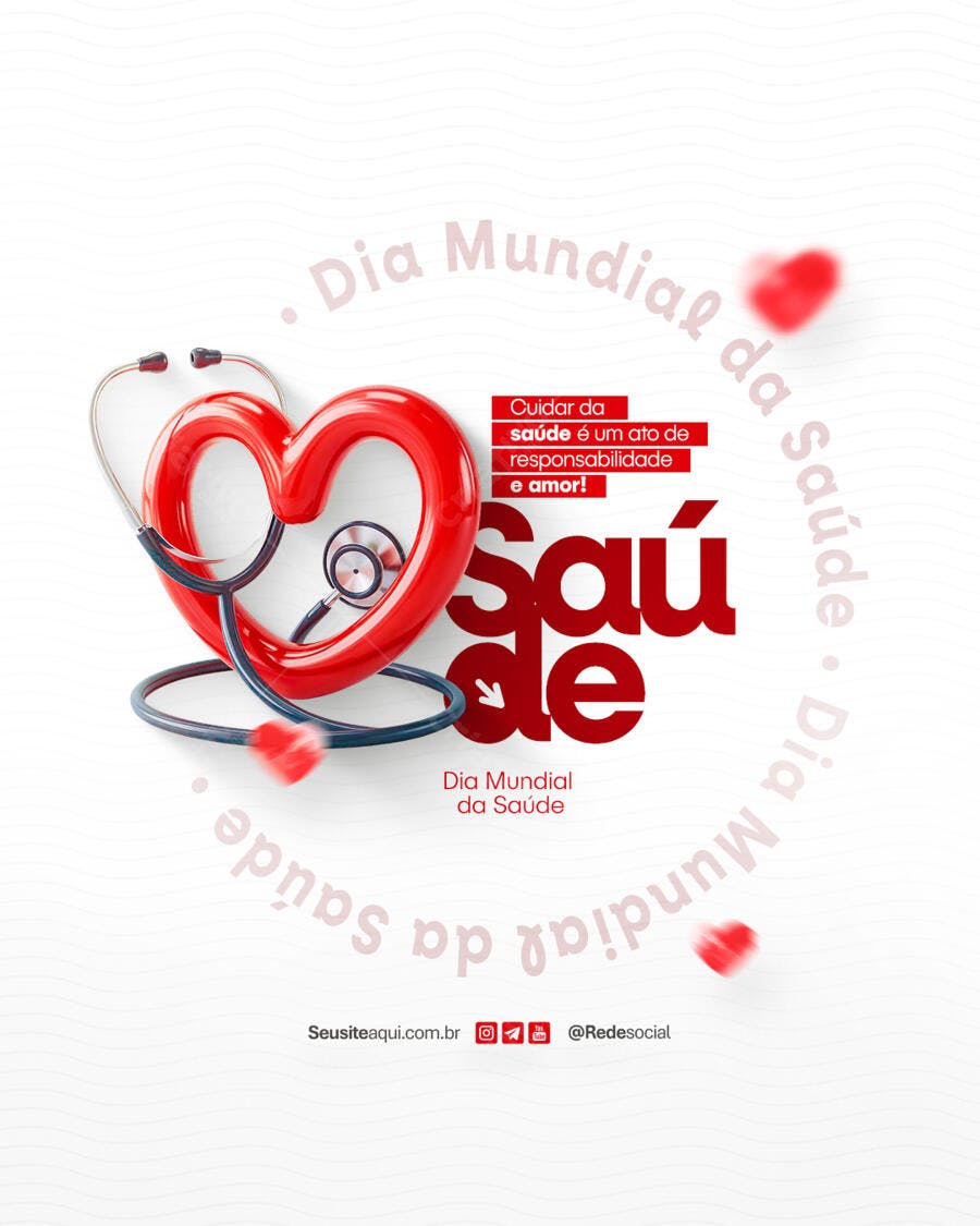 Post para o Dia Mundial da Saúde PSD Editável