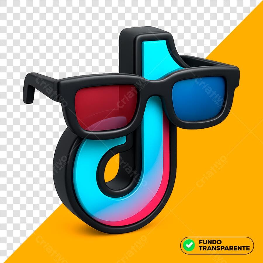 Logo TikTok 3D PNG com fundo transparente