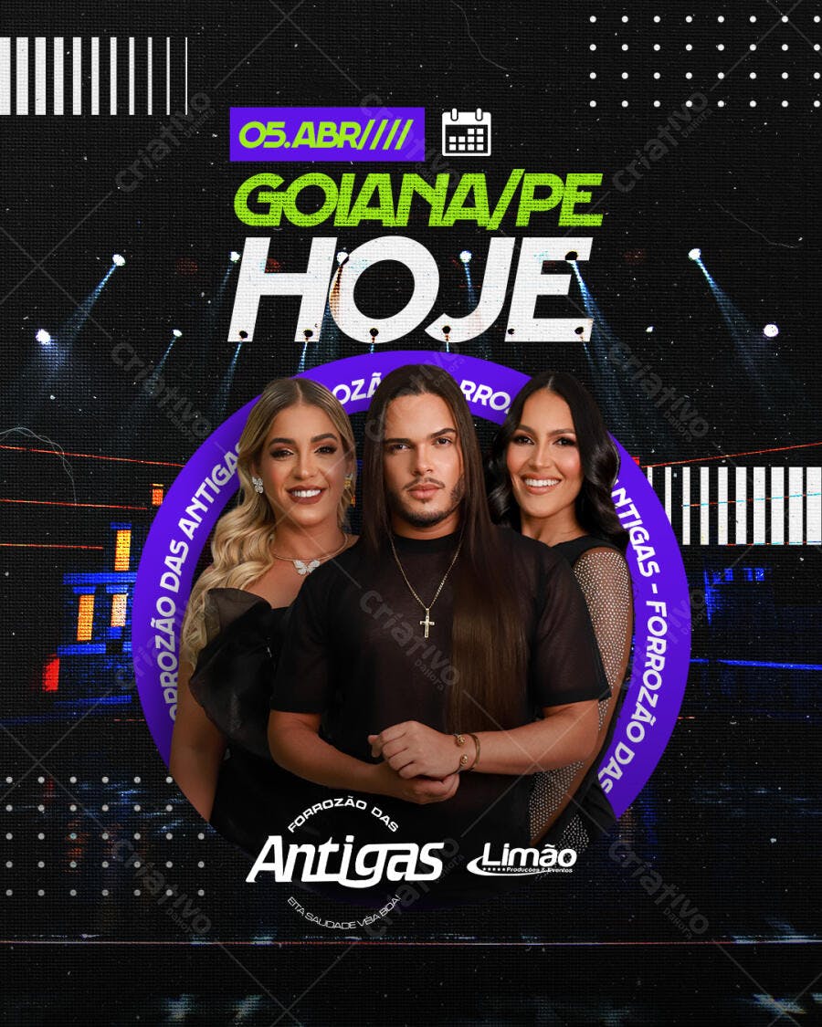 Flyer para Show Forró das Antigas em Goiânia PSD Editável