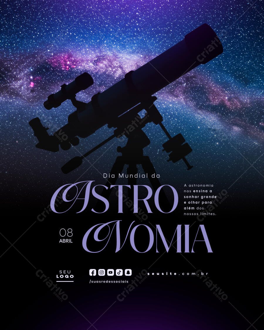 Flyer Dia Mundial da Astronomia PSD Editável