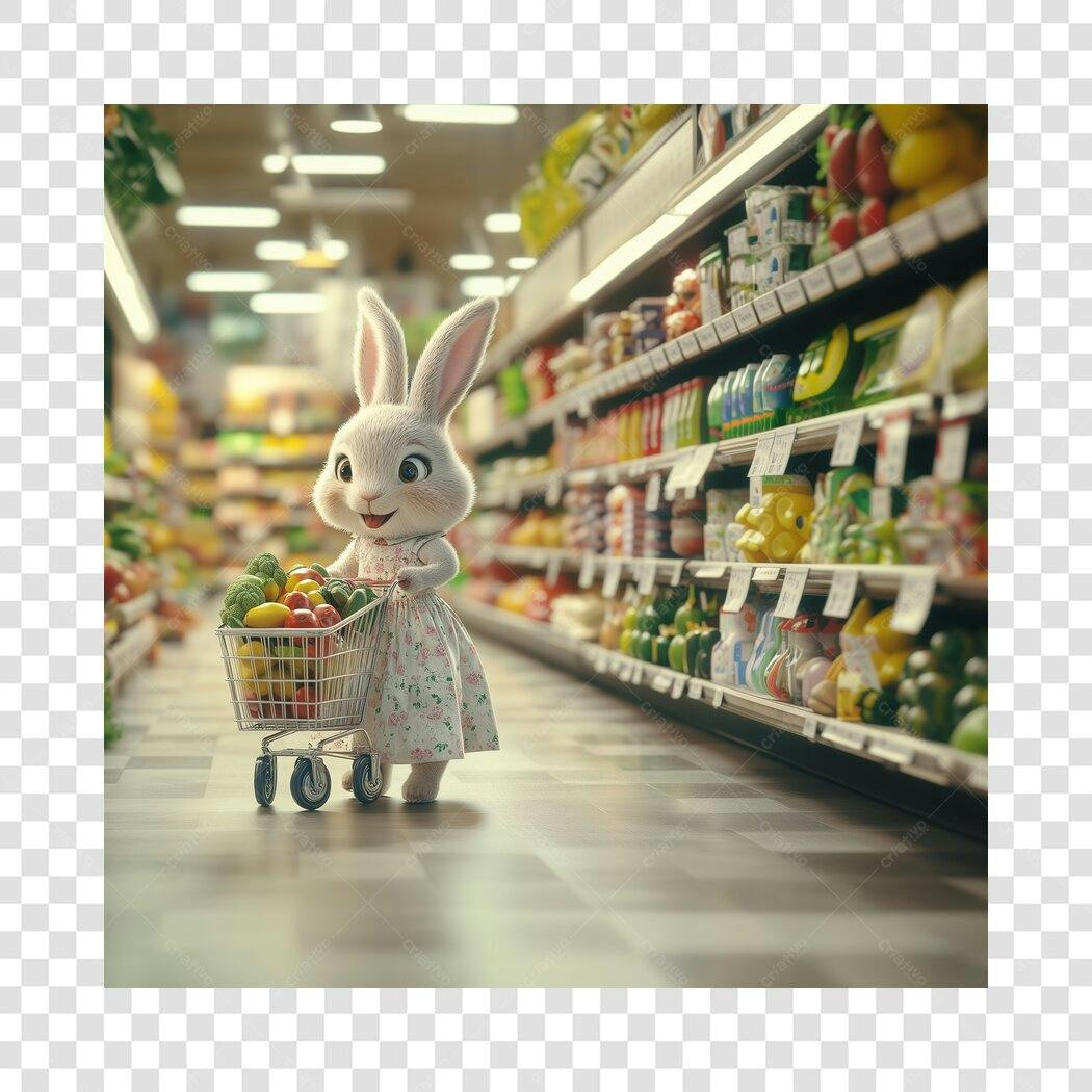 Post Instagram Coelho no Supermercado PNG com fundo transparente